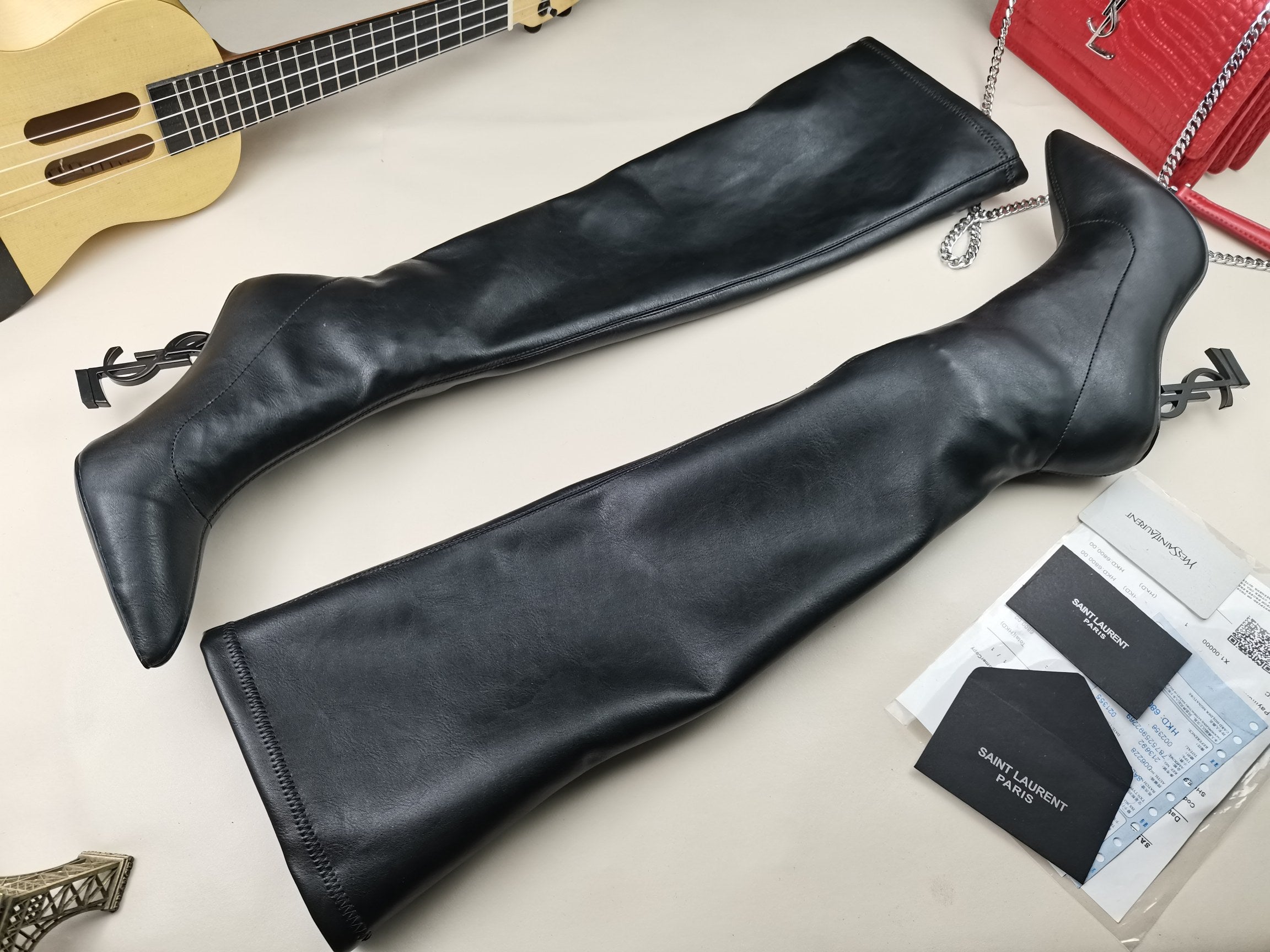Saint Laurent Logo High-Heel Boots 👢