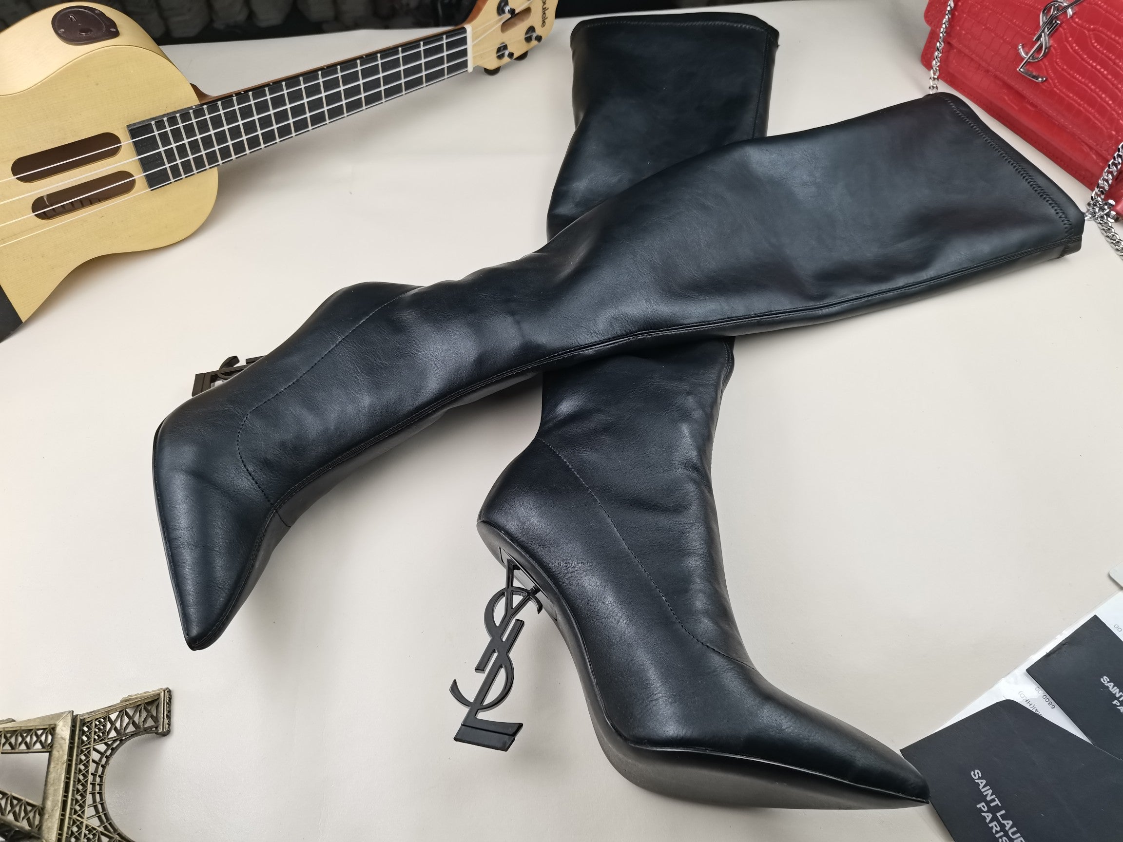 Saint Laurent Logo High-Heel Boots 👢