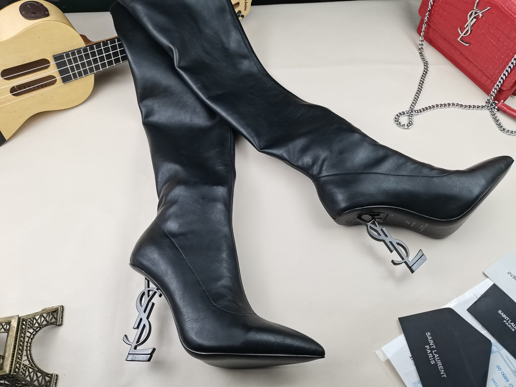 Saint Laurent Logo High-Heel Boots 👢