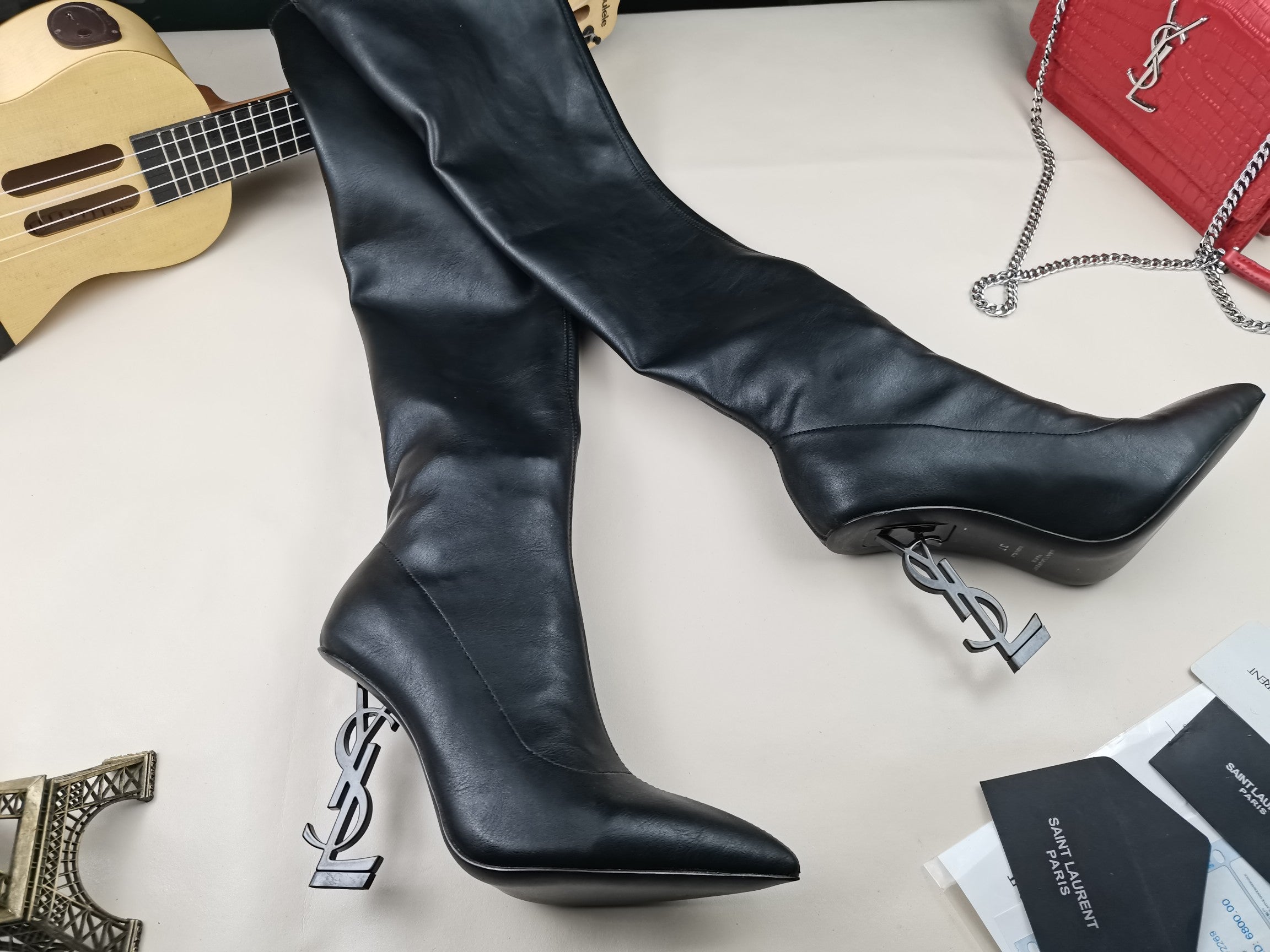 Saint Laurent Logo High-Heel Boots 👢