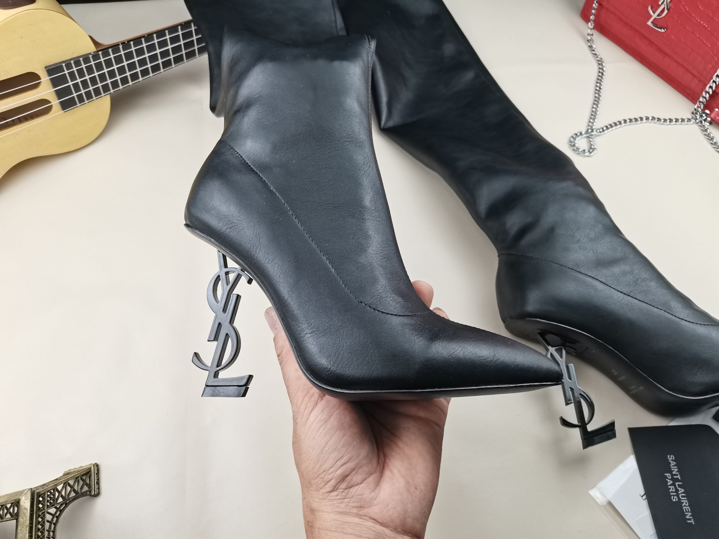 Saint Laurent Logo High-Heel Boots 👢