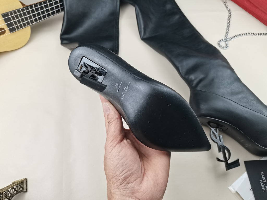 Saint Laurent Logo High-Heel Boots 👢