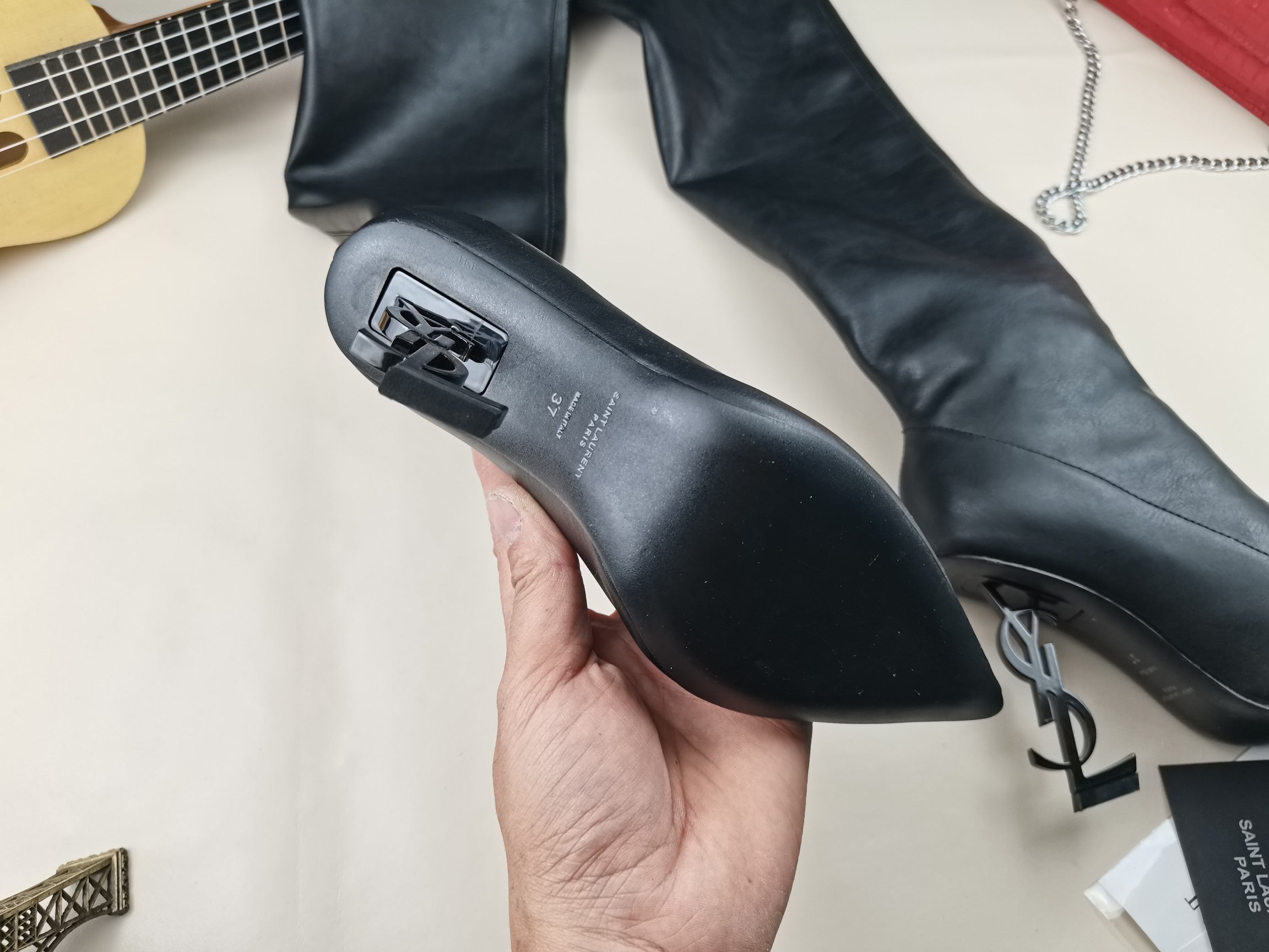 Saint Laurent Logo High-Heel Boots 👢