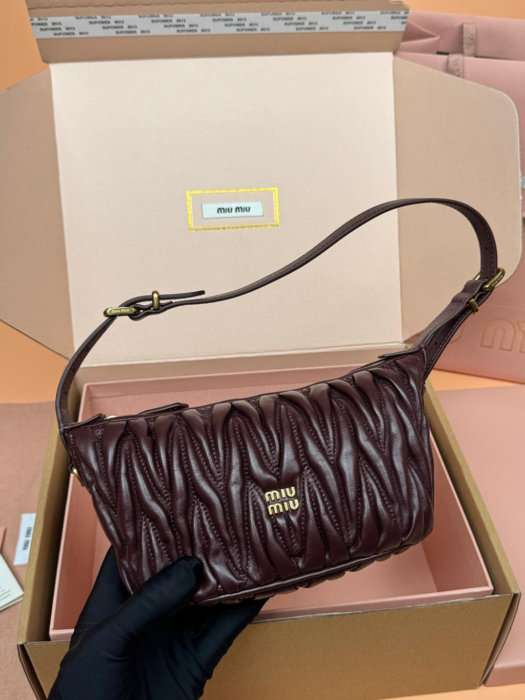 ✨ MIU MIU Wander Matelassé Lambskin Mini Hobo Bag — Black ✨