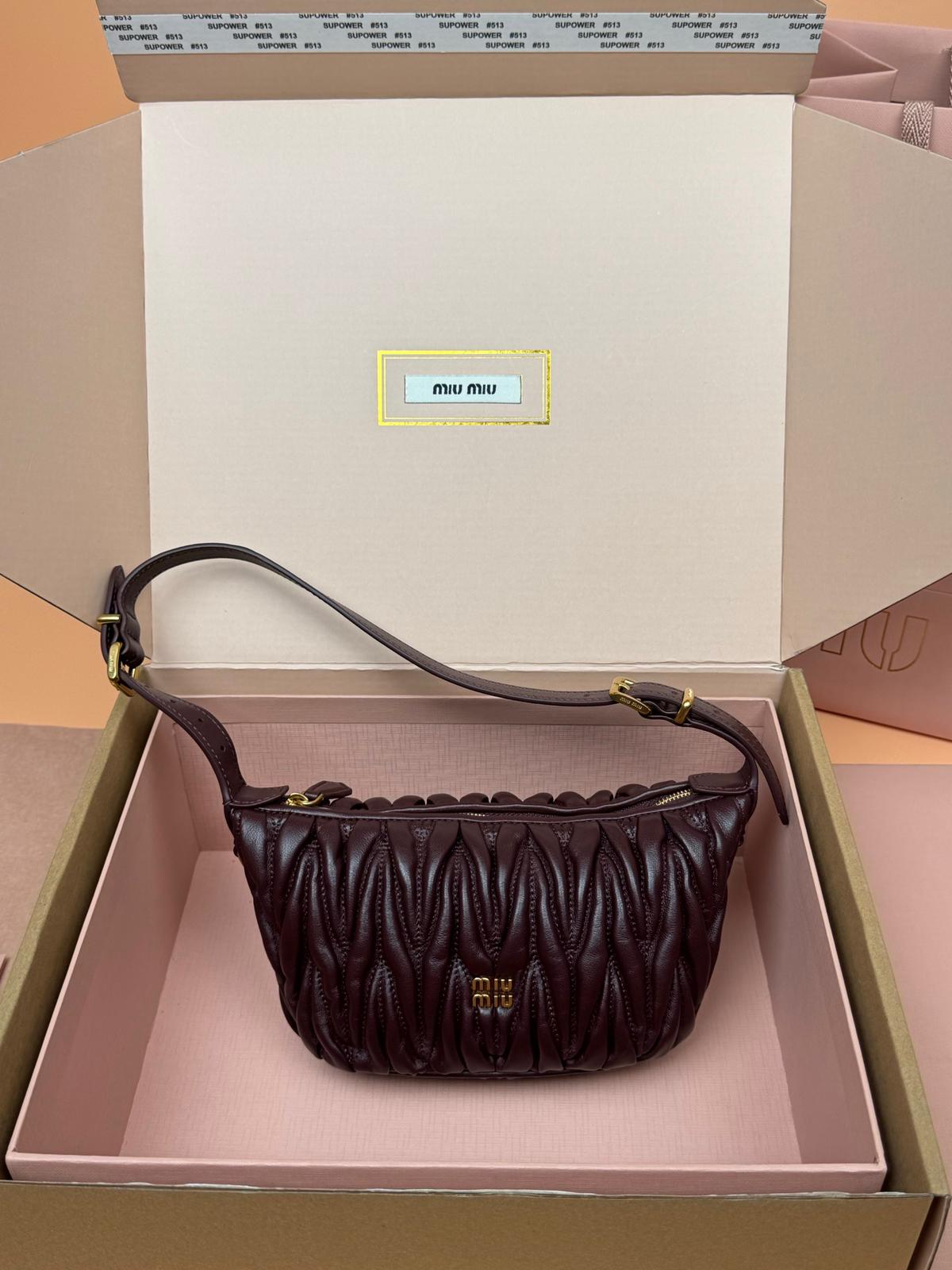 ✨ MIU MIU Wander Matelassé Lambskin Mini Hobo Bag — Beige ✨